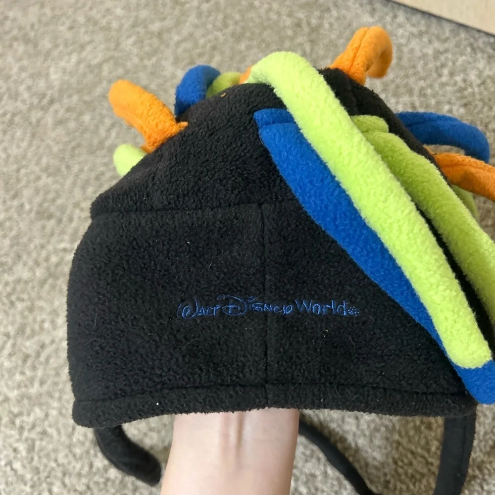 Walt Disney World Black Neon Multi Color Fleece Hat Dreadlock One Size Unisex